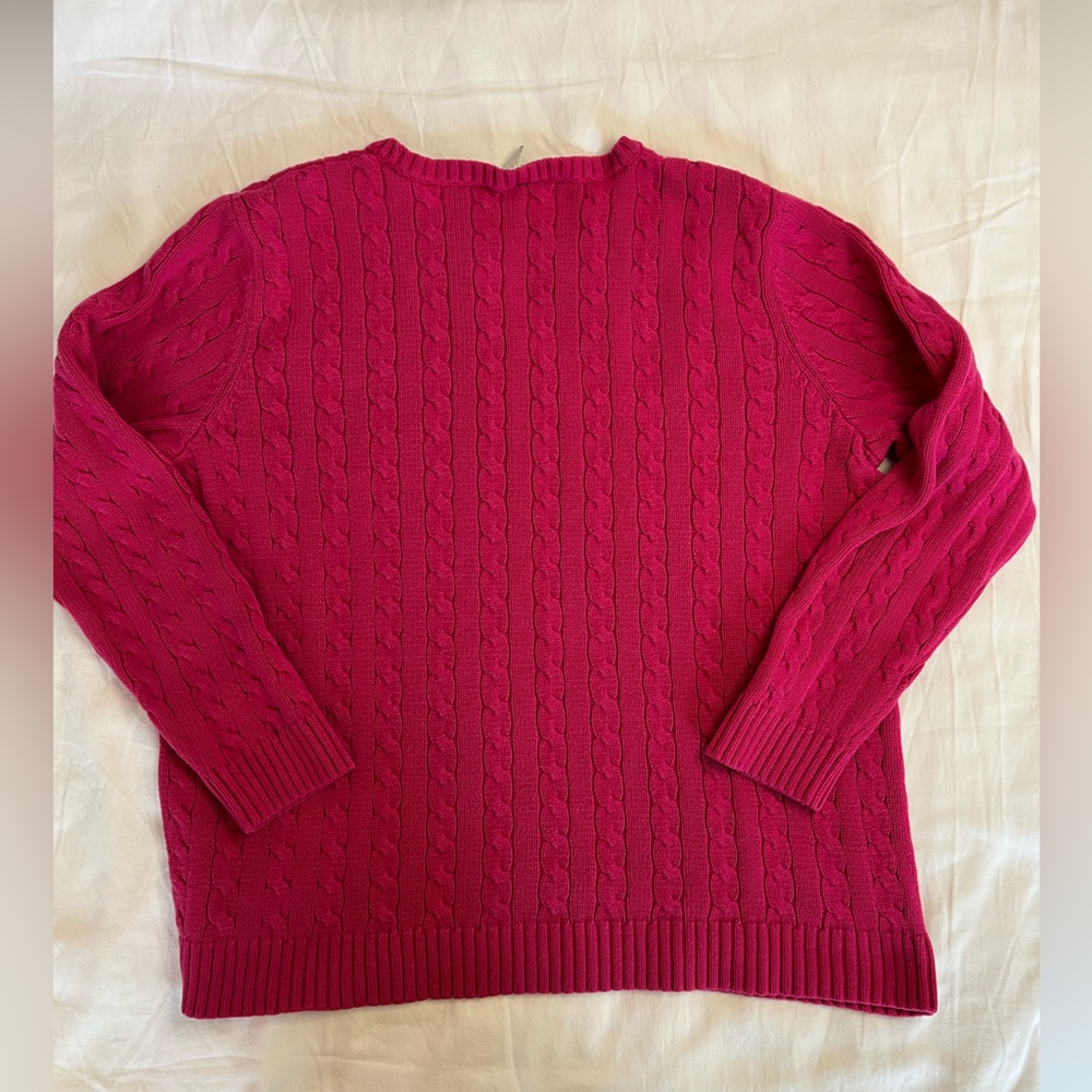 Talbots Pink Classic Cotton Cable Knit Crewneck Pullover Sweater Women’s 1X - Picture 5 of 8